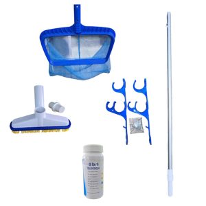 Aqua Max 6-Piece Pool Cleaning Set with HiVac, Leaf Net, 1 × Pole, Hanger & Test Kit