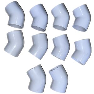 Aqua Max 50mm PVC Swimming Pool Fitting 10 Pack - 45Deg Elbow White